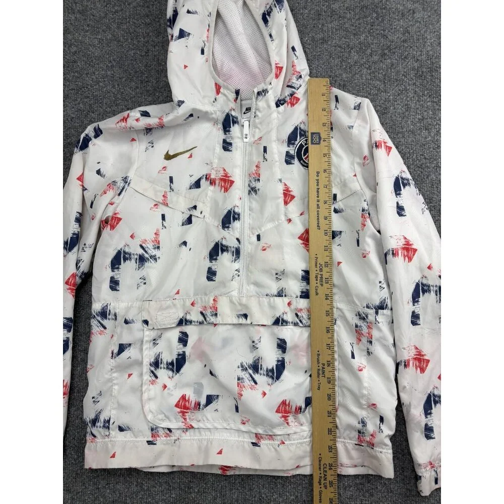 Paris Saint-Germain Jacket Kids XL White Red Blue Nike Hooded Soccer Windbreaker